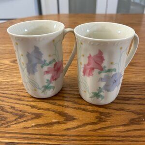 Vintage "Morning" pattern by TAKAHASHI San Francisco - pair of tall coffee/tea c